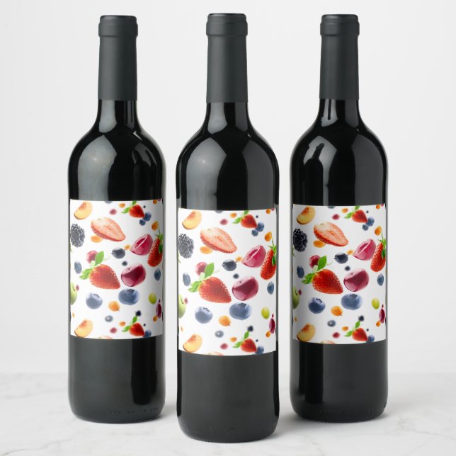 Blandade Frukter Vinflaska Etikett (Flaskor)