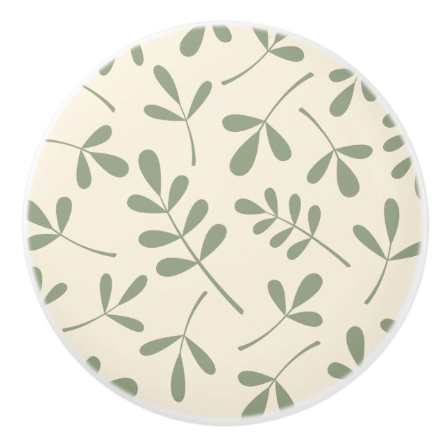 Blandade gröna löv på kräm- design knopp (Framsidan)