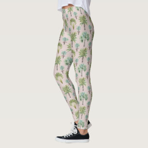 Blandade gröna palmträd leggings