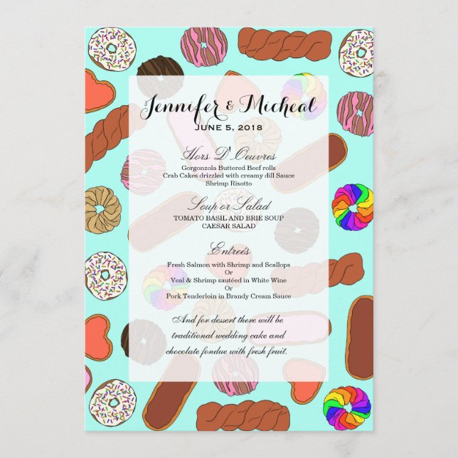 Blandade gulliga frukostFoodie Donuts Meny (Framsida)
