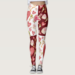 Blandade hörn & Nycklar Mönster Leggings