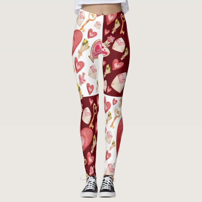 Blandade hörn & Nycklar Mönster Leggings (Framsida)