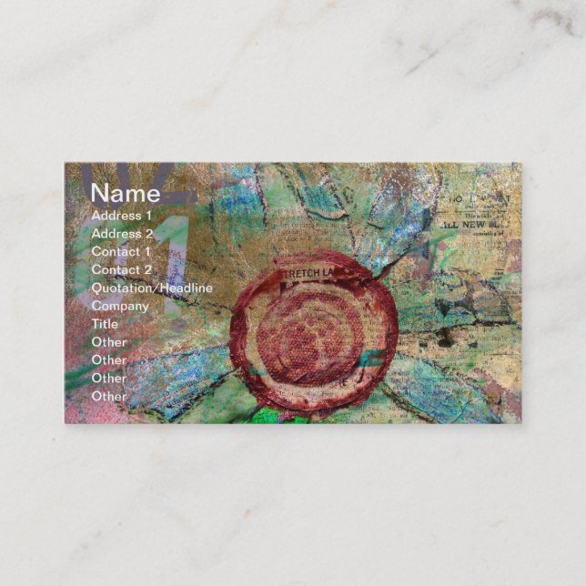 Blandade medier och digital blomma visitkort (Framsida)