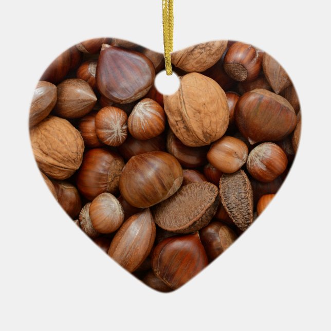 Blandade nöt julgransprydnad keramik (Framsidan)