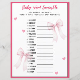 Blandade ord Babyshowerlek Rosa Bow Band