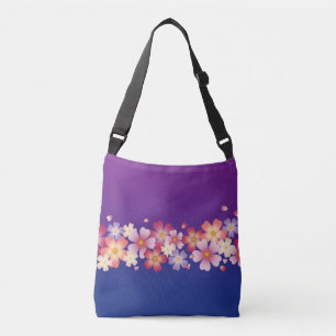 Blandade Sakura-Blommar Kimono Stil Blue & Lila Axelväska