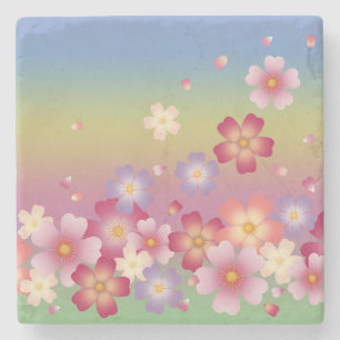 Blandade Sakura-Blommar Kimono Stil Rainbow Stenunderlägg