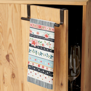 Blandade shabby chic-mönster kökshandduk