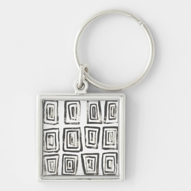Blandade signaler IV Fyrkantig Silverfärgad Nyckelring (Framsidan)