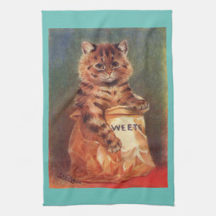 Blandade sötsaker Katt av Louis Wain Kökshandduk