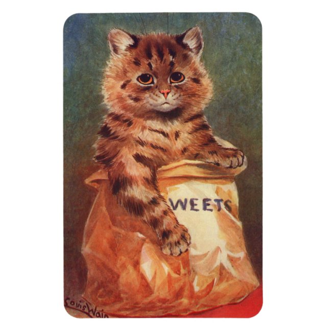 Blandade sötsaker Katt av Louis Wain Magnet (Vertikal)