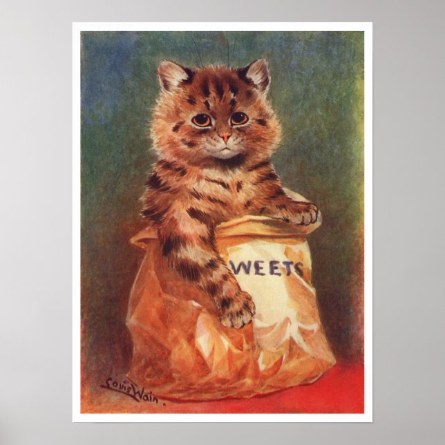 Blandade sötsaker Katt av Louis Wain Poster (Framsidan)