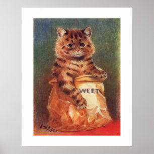 Blandade sötsaker Katt av Louis Wain Poster