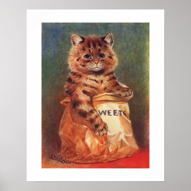 Blandade sötsaker Katt av Louis Wain Poster (Framsidan)