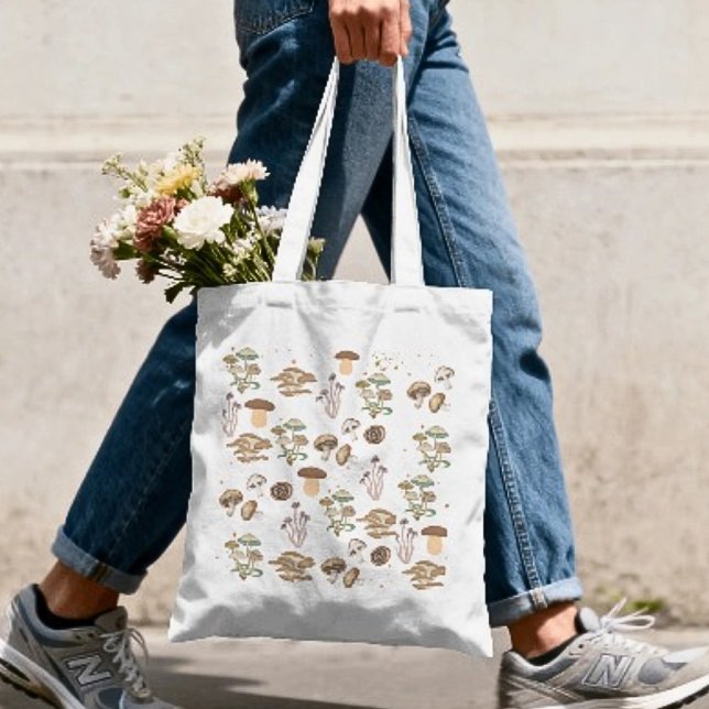 Blandade svampartyper tygkasse (Assorted Mushrooms Tote Bag)