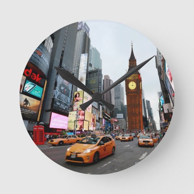 Blandade världen! - New York City & London Rund Klocka (Framsida)