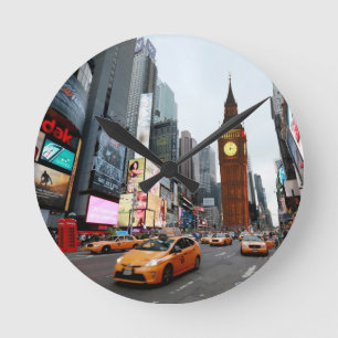 Blandade världen! - New York City & London Rund Klocka
