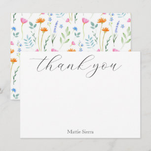 Blandade Watercolor Wildblommor Tack Kort