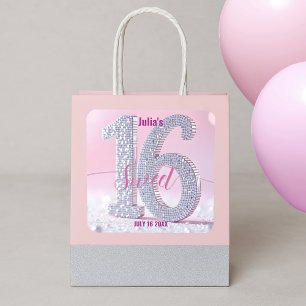 Bländande Diamant Sweet Sixteen Rosa Glam Födelsed Fyrkantigt Klistermärke