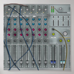 Blandande skrivbord för musik poster