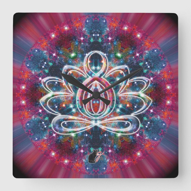 Bländande Zen Lotus-klocka Fyrkantig Klocka (Framsida)