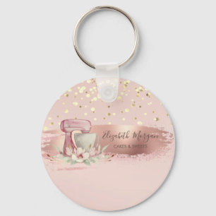 Blandarblomma,Guld-konfetti, penseldrag Nyckelring