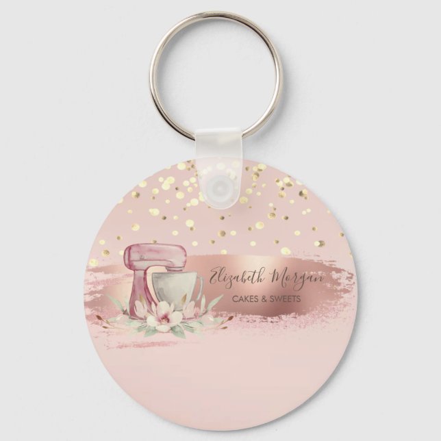 Blandarblomma,Guld-konfetti, penseldrag Nyckelring (Framsida)