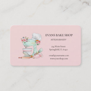 Blandare av Rosa för cute-vattenfärgsbakare Visitkort