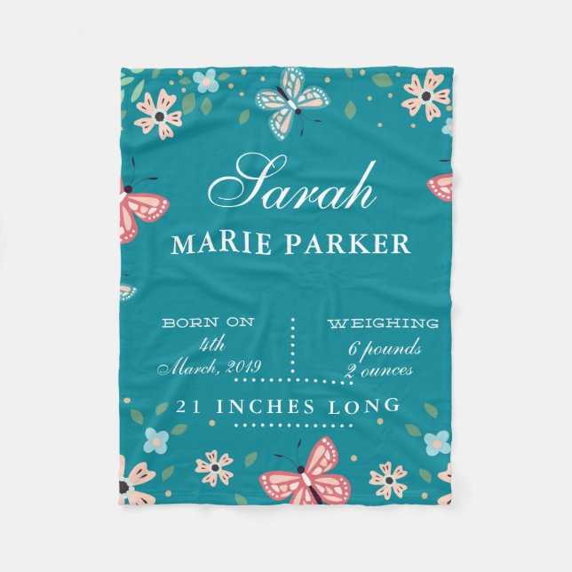 Bländare i Butterfly Garden Baby Fleecefilt (Framsidan)