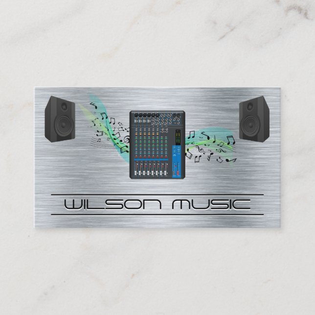 Blandare och högtalare i ljud | MUSIK NOTER Visitkort (Framsida)