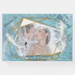 Blandat blåsilke mönster med vita gnistor gästböcker