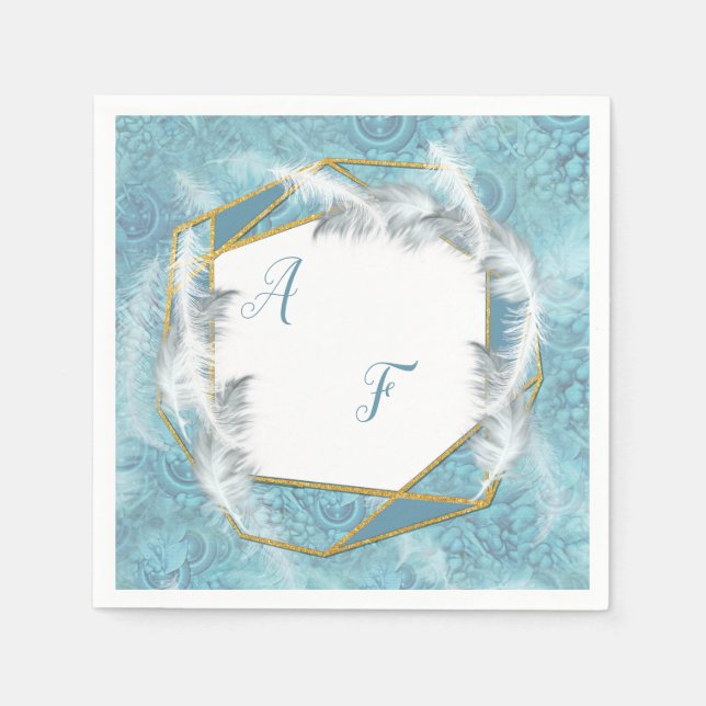 Blandat blått Silky Mönster med vita miniatyrdiagr Pappersservett (Framsidan)