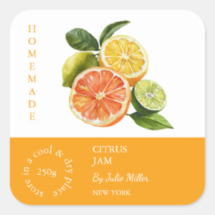 Blandat Citrus Small Business Label Fyrkantigt Klistermärke
