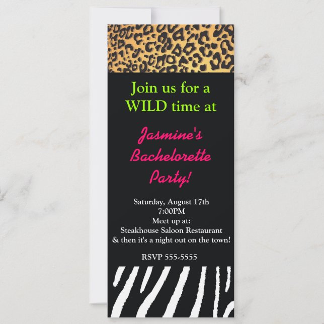 Blandat Djurtryck Gepard Zebra Leopard Parti Inbjudningar (Framsida)