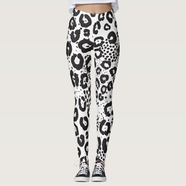 Blandat djurtryck Snö Leopard Cheetah Leggings (Framsida)