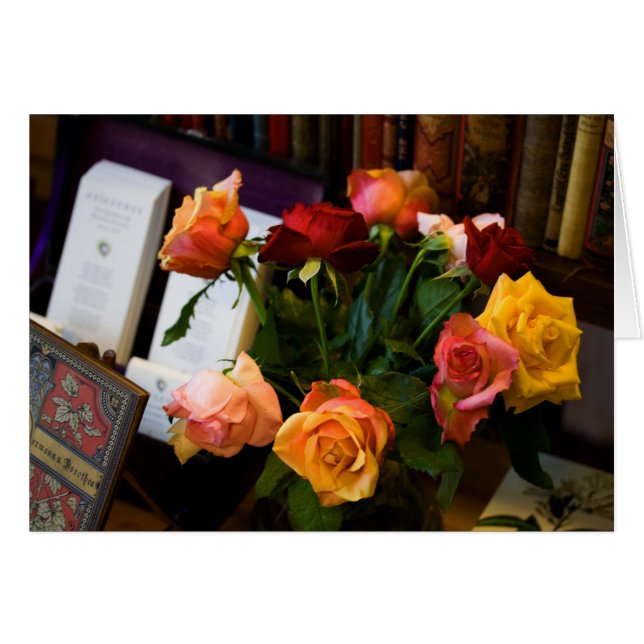 Blandat färgat Ro Bouquet Hälsningskort (Framsidan Horizontal)