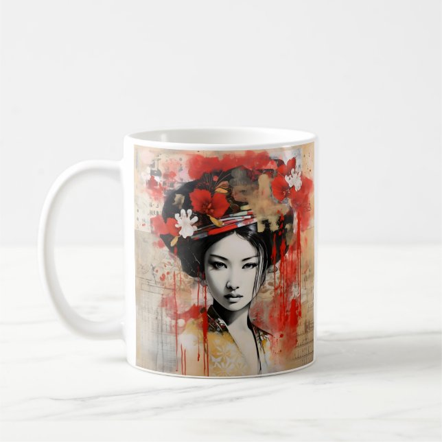 Blandat media Japanskt geisha-kaffe mugg (Vänster)