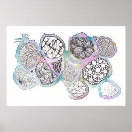 Blandat medium, svartvitt, lugg, vattenfärg poster