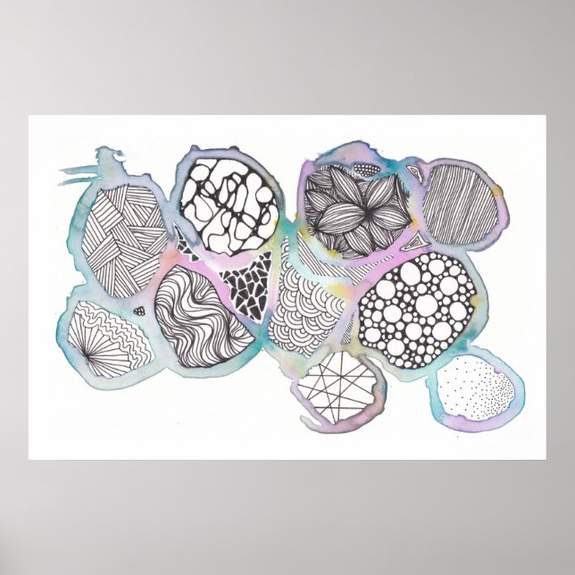 Blandat medium, svartvitt, lugg, vattenfärg poster (Framsidan)