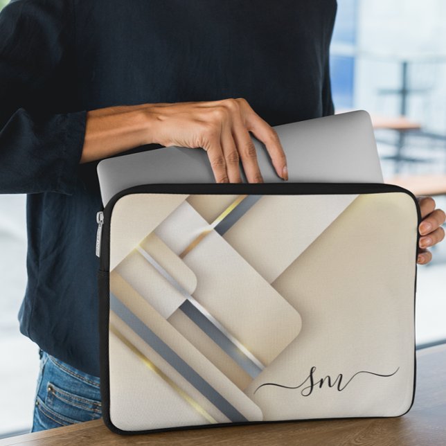 Blandat Metall 3-D-utseende Kalligrafi Initialer M Laptop Fodral (Skapare uppladdad)