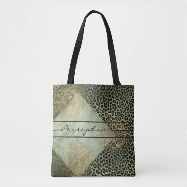 Blandat mönster grönt färg tygkasse (Framsida)