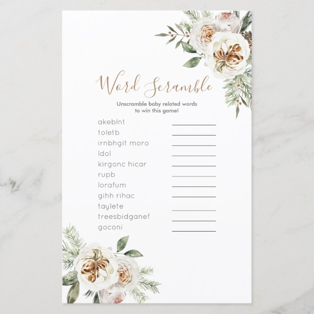 Blandat ord spel Vinter Vit Blommig Jul (Framsida)