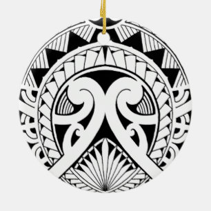 blandat polynesian maori stam- julgransprydnad keramik
