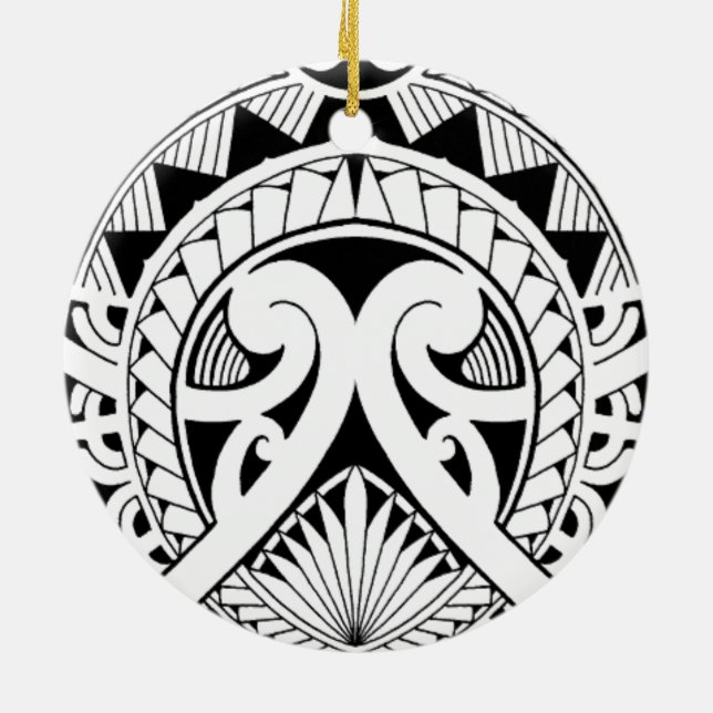 blandat polynesian maori stam- julgransprydnad keramik (Baksidan)