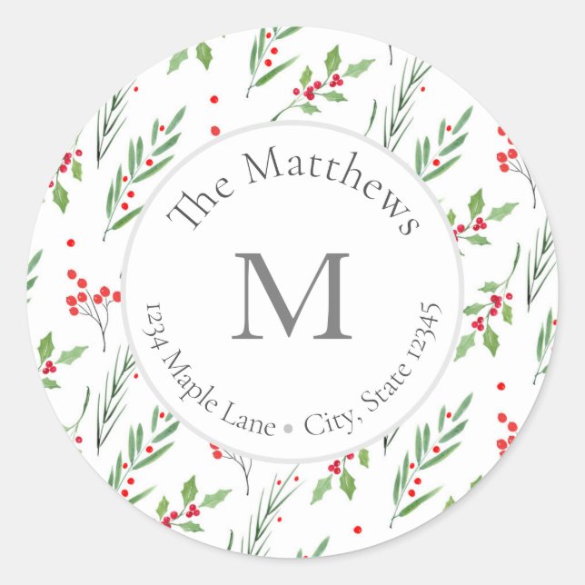 Blandat semester botaniskt akvarellmönster etikett (Framsida)