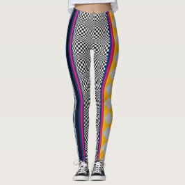 Blandat styrt argyle Rand Struktur Mönster Leggings