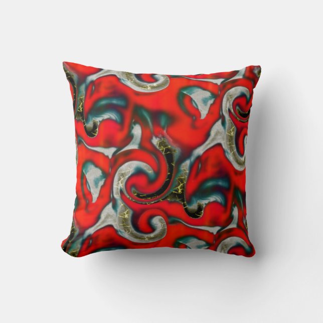 Blandning av abstrakt i rött övertoningsfläckar öv kudde (Framsida)