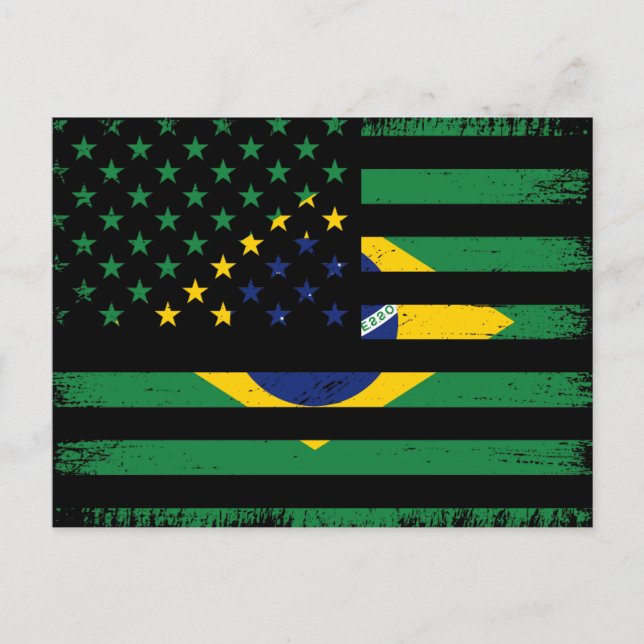 Blandning av amerikanska och brasilianska Flaggor, Vykort (Framsida)