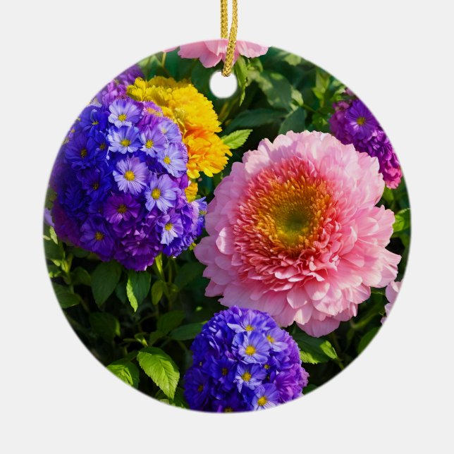 Blandning av blommor julgransprydnad keramik (Framsidan)