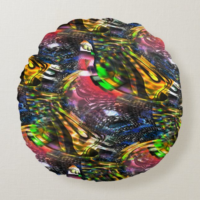 Blandning av färgstark virtuell konst inspirerad a rund kudde (Framsidan)